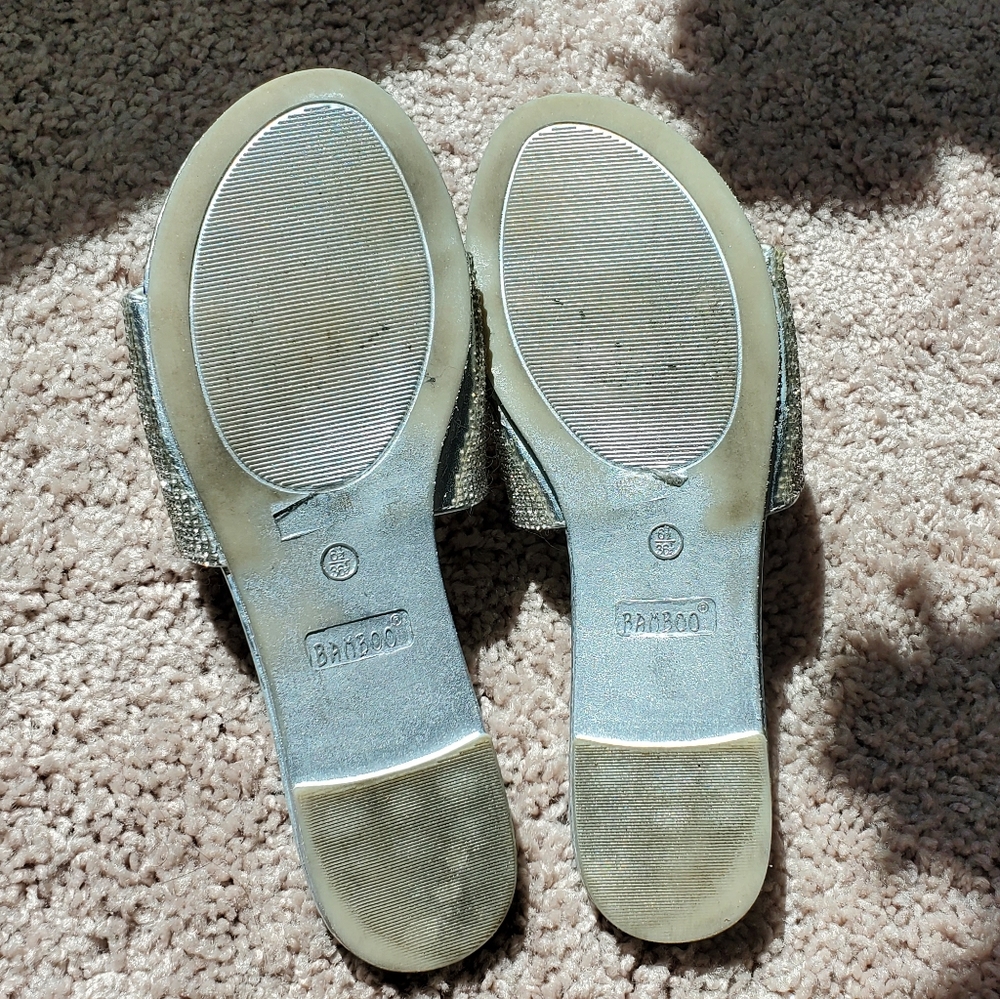 Metallic Silver Rhinestone Slides - Picture 6 of 7